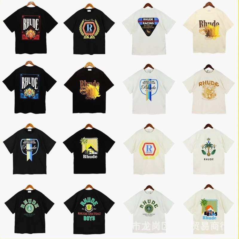 Rhude Trendy T-Shirts with Various Printed Designs Review: 240g Cotton, Boxy Cut, $8.36